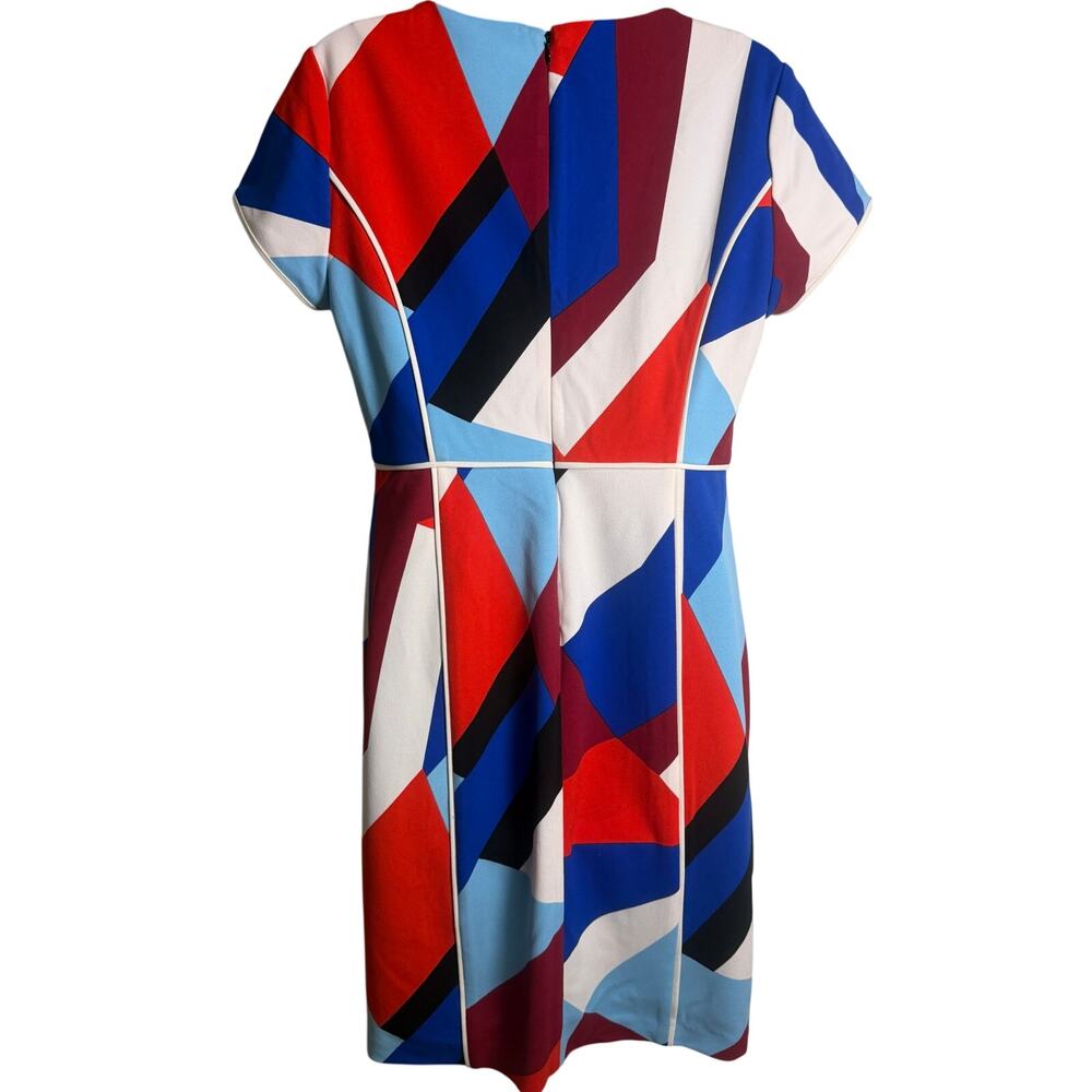 Vince Camuto Sheath Dress Size 8 Color block Geometric Short Sleeve Stretch EUC - Picture 5 of 7